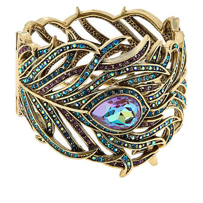 Heidi Daus®"Pretty As A Peacock" Crystal Feather Bracelet