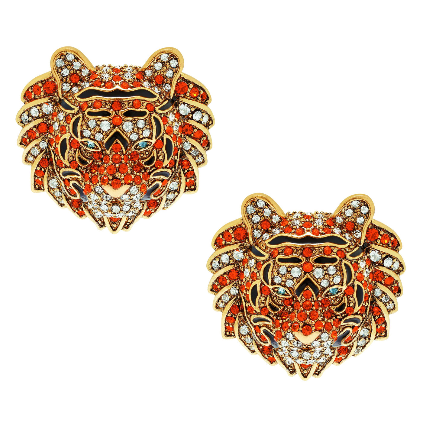 "Creative Camouflage" Enamel & Crystal Tiger Earrings - Heidi Daus®