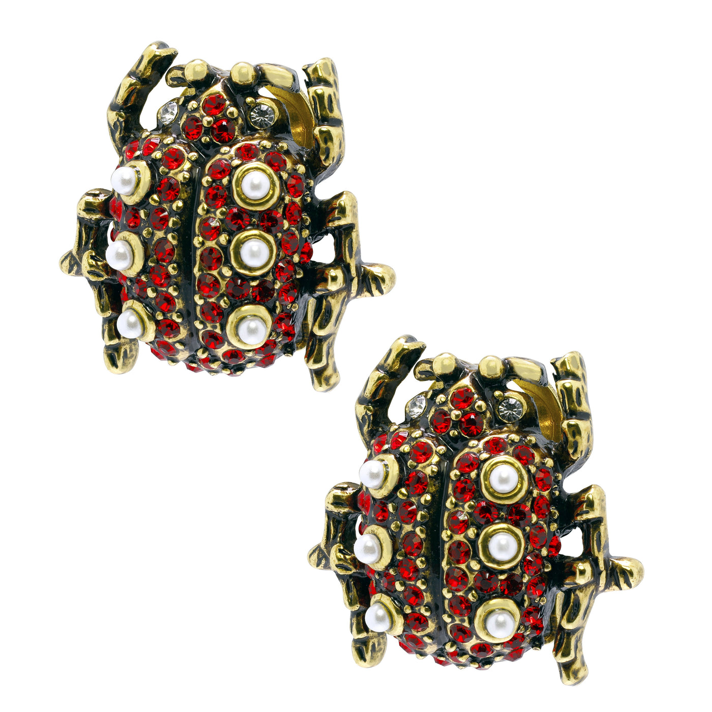 "Lady's Choice" Beaded Crystal Ladybug Button Earrings - Heidi Daus®