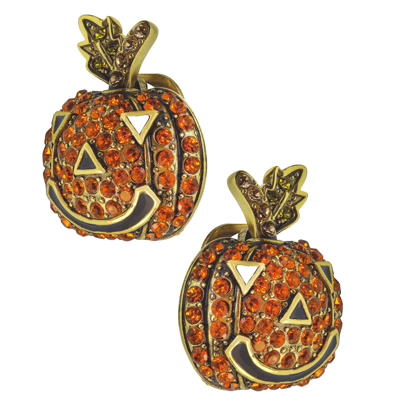 HEIDI DAUS® "Smashing Pumpkin" Enamel Crystal Pumpkin Button Earrings - Heidi Daus®