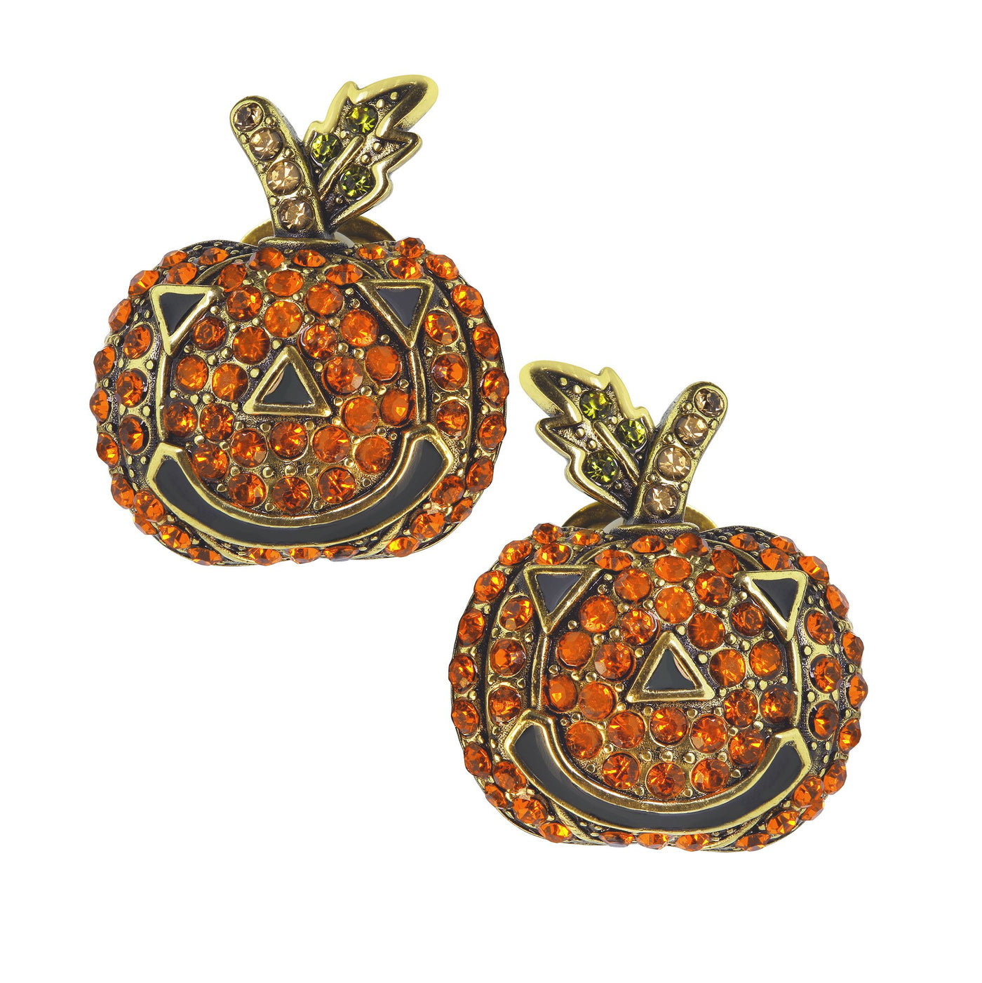 HEIDI DAUS® "Smashing Pumpkin" Enamel Crystal Pumpkin Button Earrings - Heidi Daus®