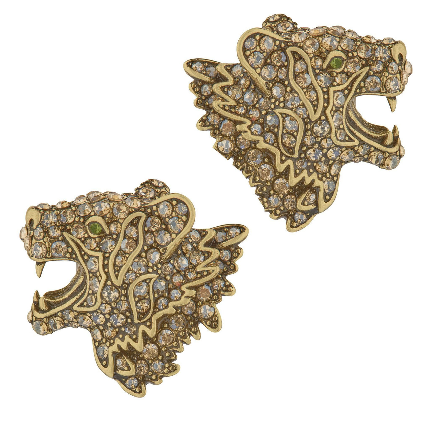 HEIDI DAUS®"Fierce and Fabulous" Crystal Button Wolf Earrings