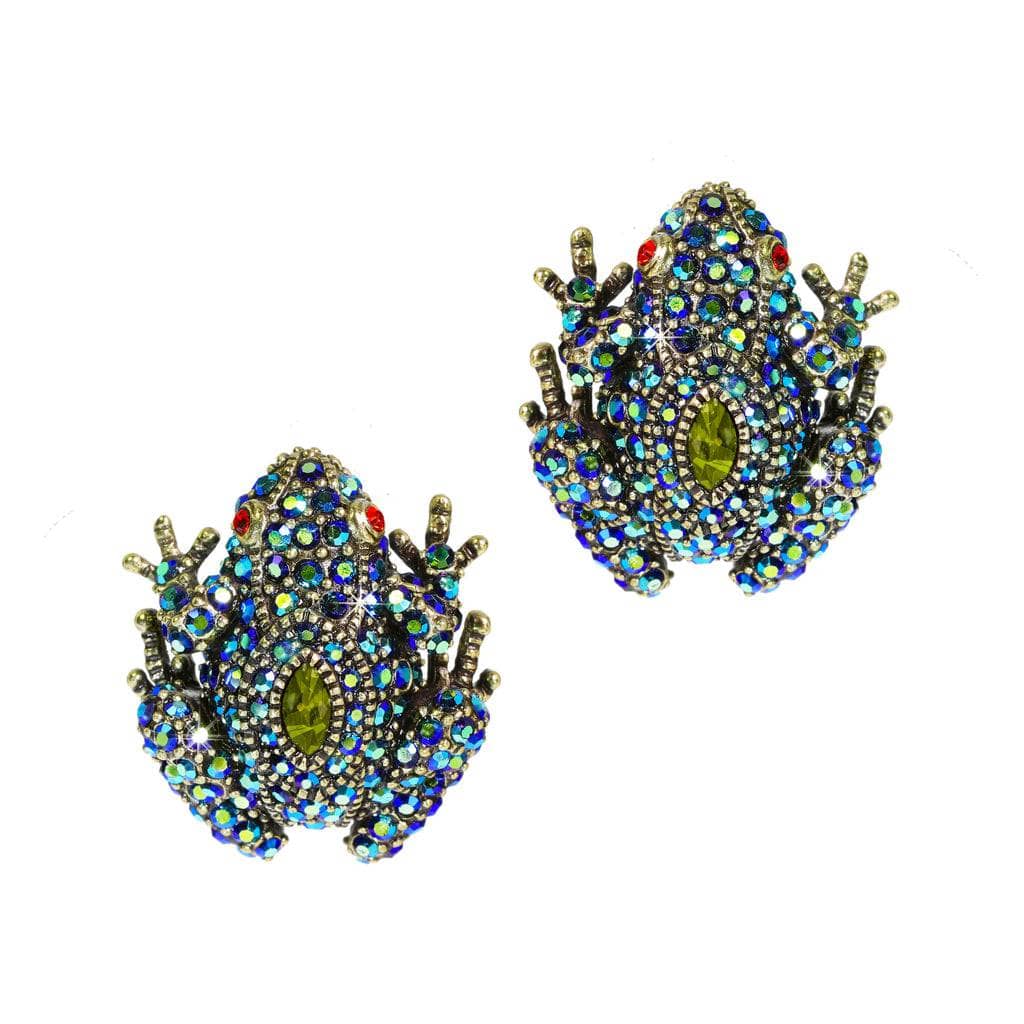 HEIDI DAUS®"Toad-Ally Fabulous" Crystal Frog Button Earrings