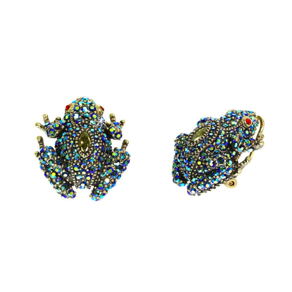 HEIDI DAUS®"Toad-Ally Fabulous" Crystal Frog Button Earrings