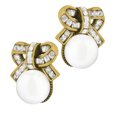 HEIDI DAUS®"Exquisite Harmony" Beaded Crystal Bow Button Earrings