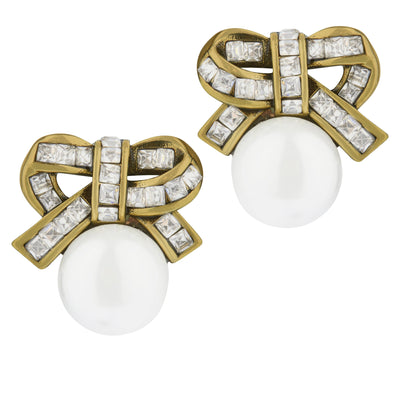HEIDI DAUS®"Exquisite Harmony" Beaded Crystal Bow Button Earrings