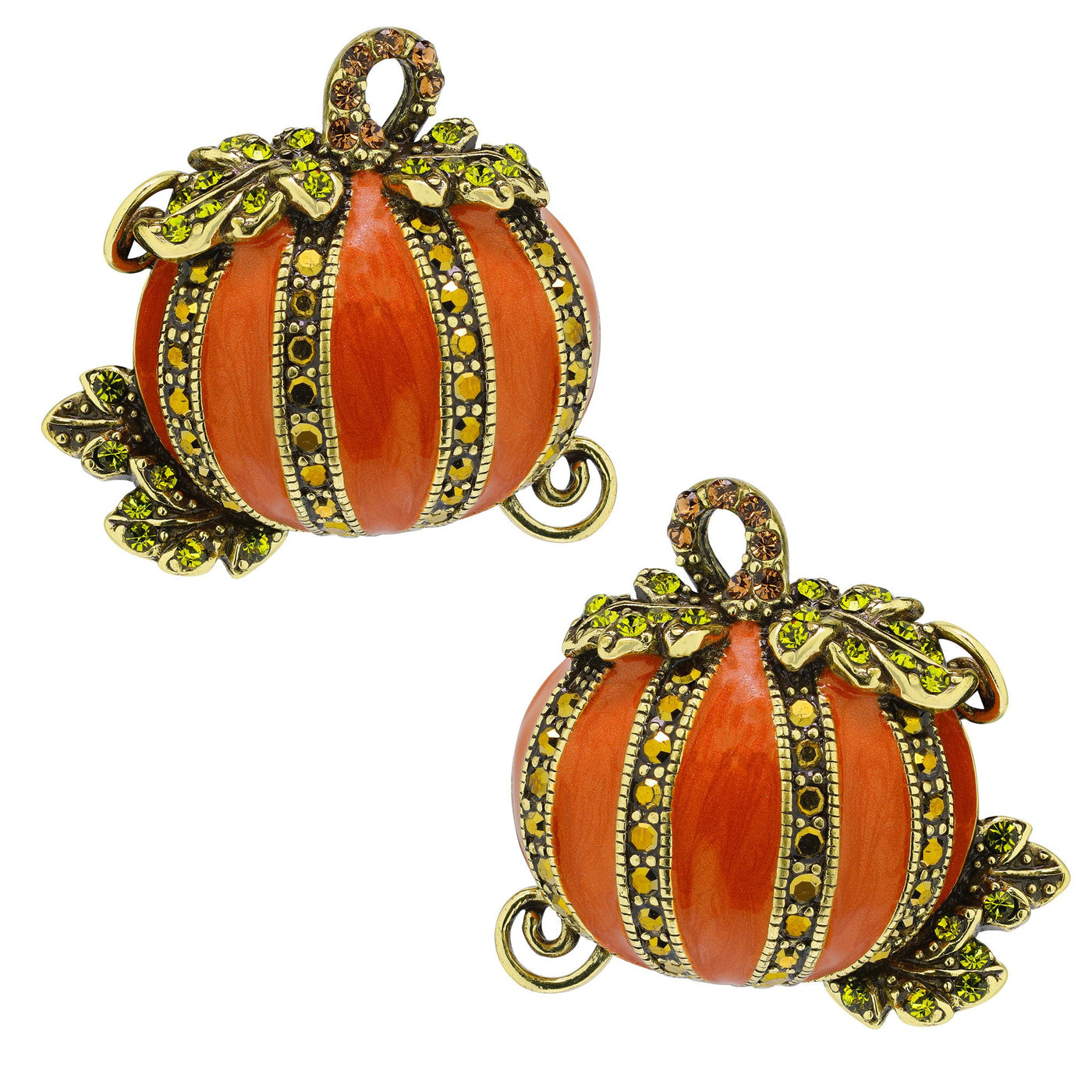 HEIDI DAUS®"Absolutely Gourd-Geous" Enamel & Crystal Pumpkin Button Earrings - Heidi Daus®