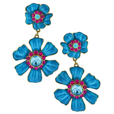 HEIDI DAUS®"Flower Super Power" Enamel & Crystal  Dangle Earrings