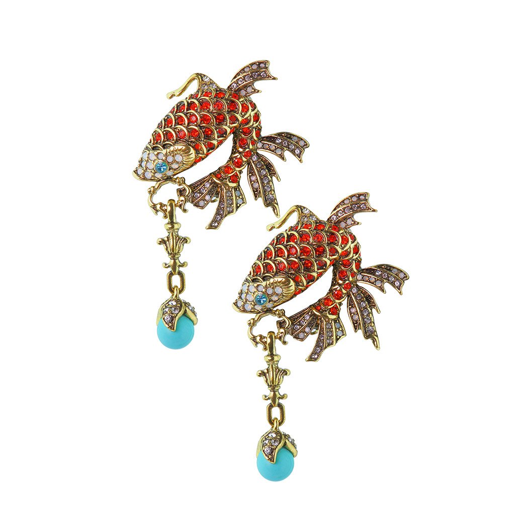 Heidi Daus®"Tow The Line" Beaded Crystal Koi Fish Dangle Earring - Heidi Daus®