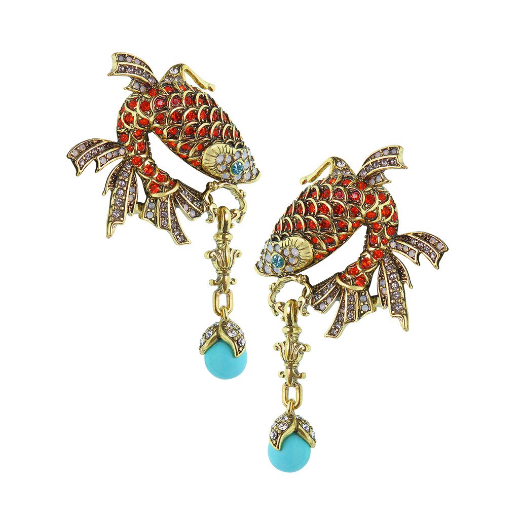 Heidi Daus®"Tow The Line" Beaded Crystal Koi Fish Dangle Earring - Heidi Daus®