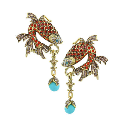 Heidi Daus®"Tow The Line" Beaded Crystal Koi Fish Dangle Earring - Heidi Daus®