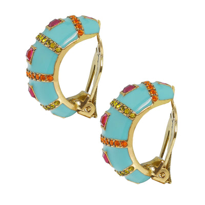 Heidi Daus® "Stacks Of Color" Enamel Crystal Hop Earrings - Heidi Daus®