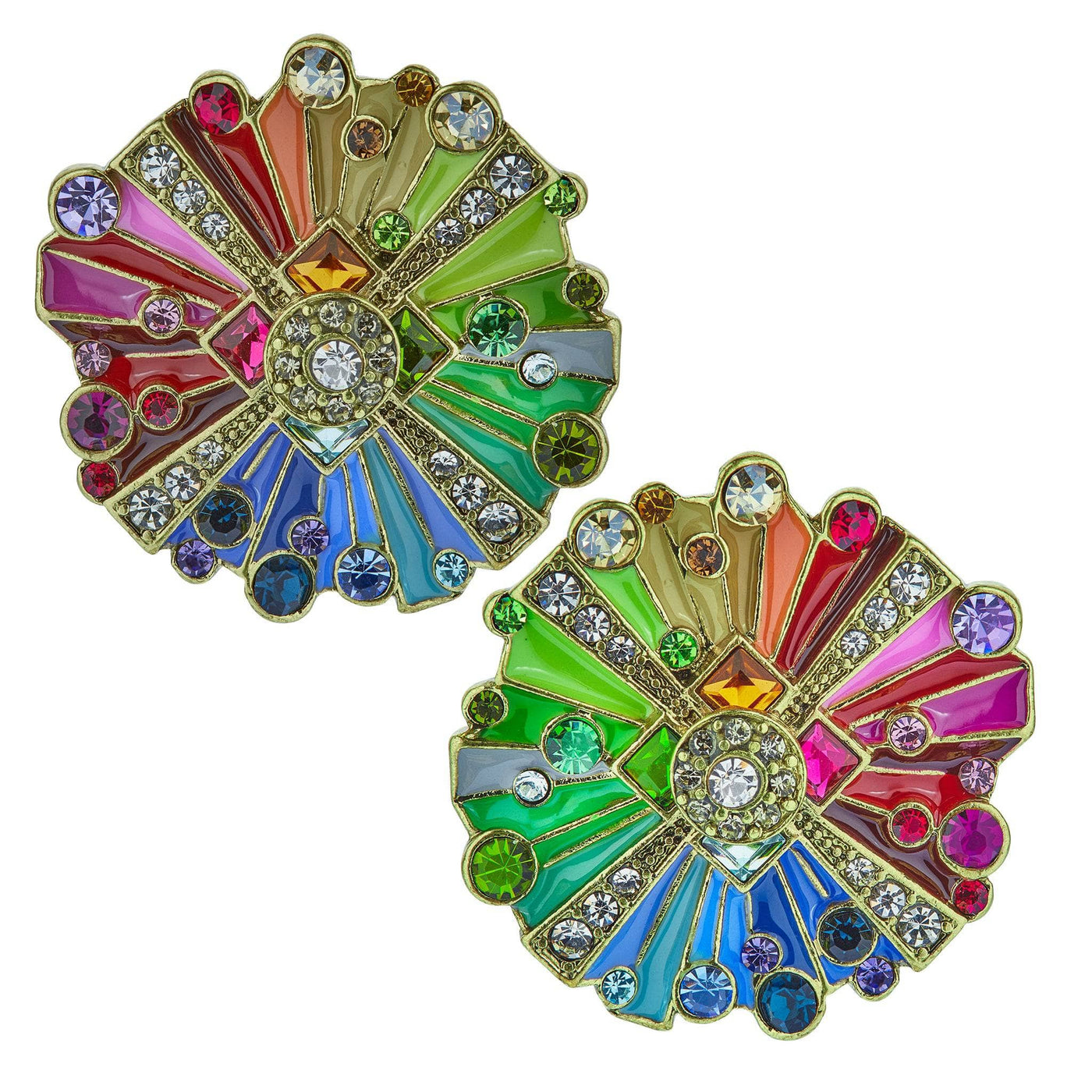 HEIDI DAUS®"Color Wheel" Enamel Crystal Button Earrings