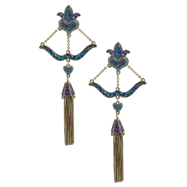 Heidi Daus®"Take Aim" Crystal Tassel Chain Dangle Earrings - Heidi Daus®