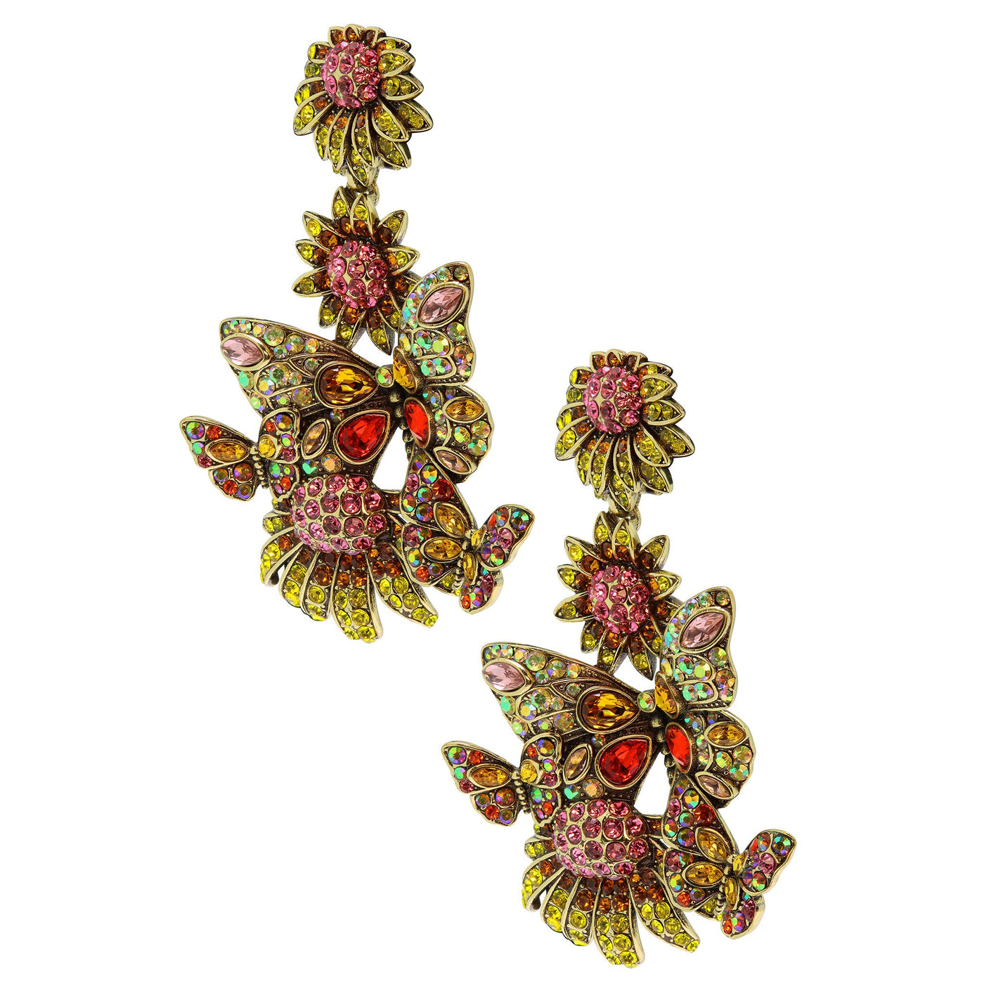 HEIDI DAUS®"Butterflies Are Back" Crystal Butterflies Floral Dangle Earrings - Heidi Daus®