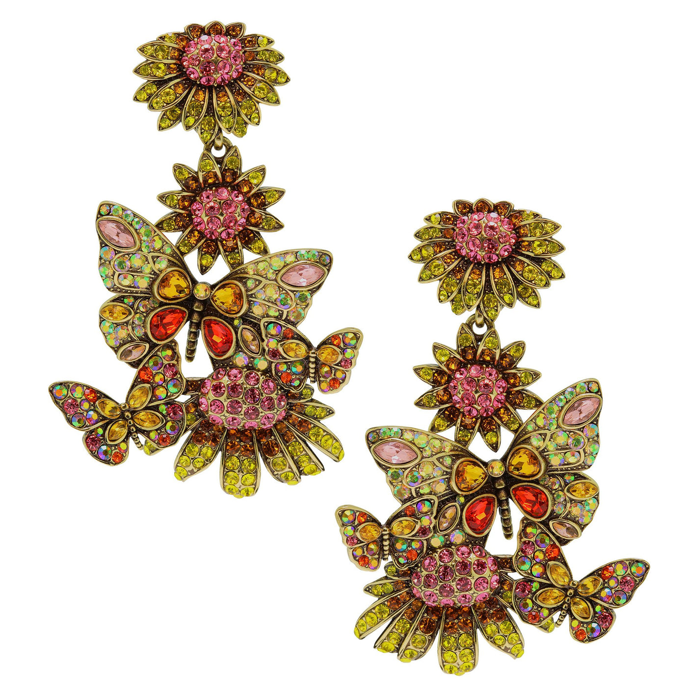 HEIDI DAUS®"Butterflies Are Back" Crystal Butterflies Floral Dangle Earrings - Heidi Daus®