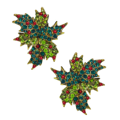 Heidi Daus®"Heavenly Holly" Beaded Crystal Button Floral Earrings - Heidi Daus®