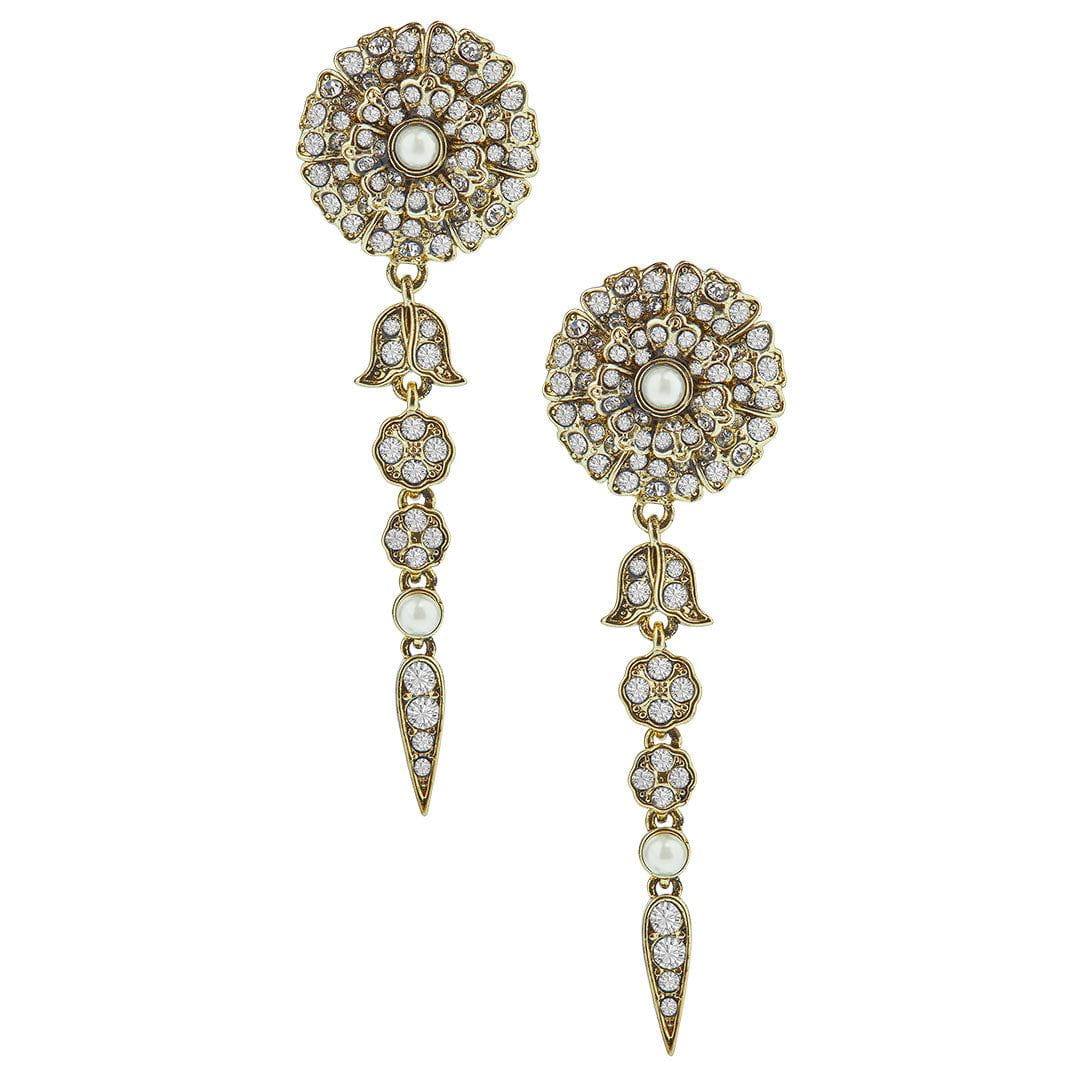 HEIDI DAUS® "Royal Suite" Beaded Crystal Drop Floral Earrings