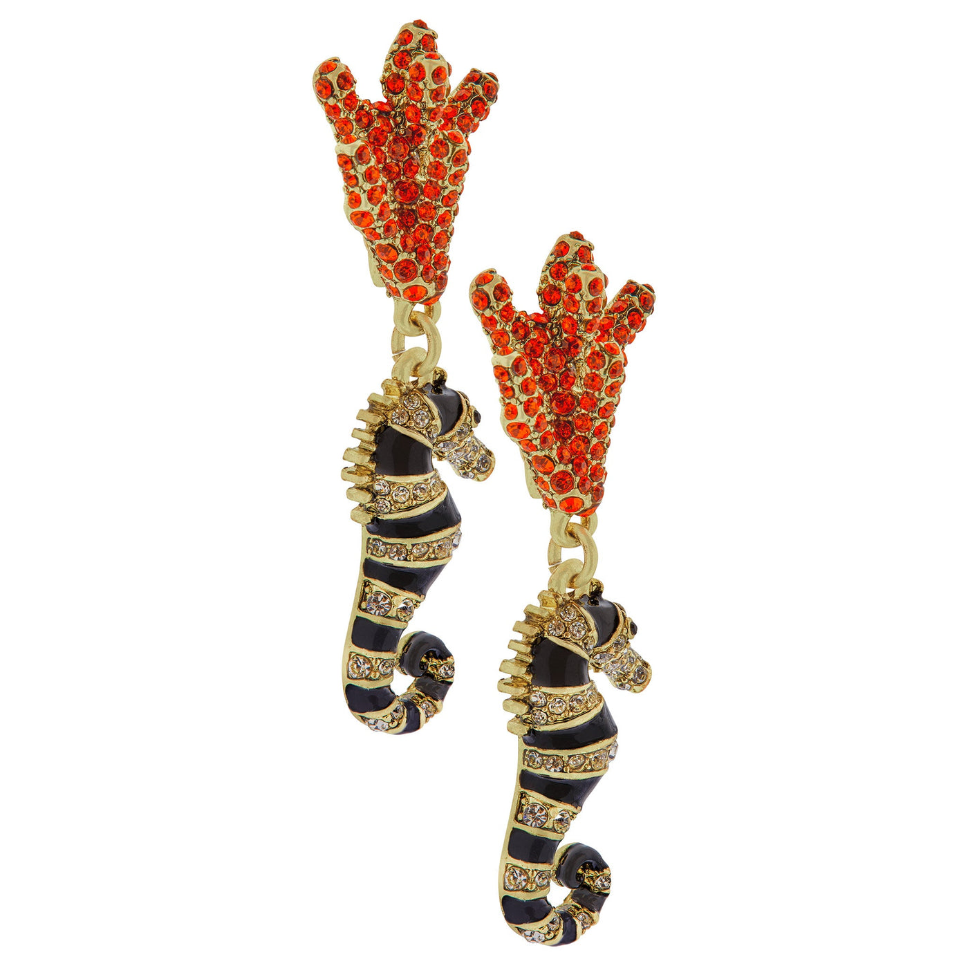 HEIDI DAUS®"Sea-Sonal Garden" Enamel Crystal Seahorse Drop Earrings