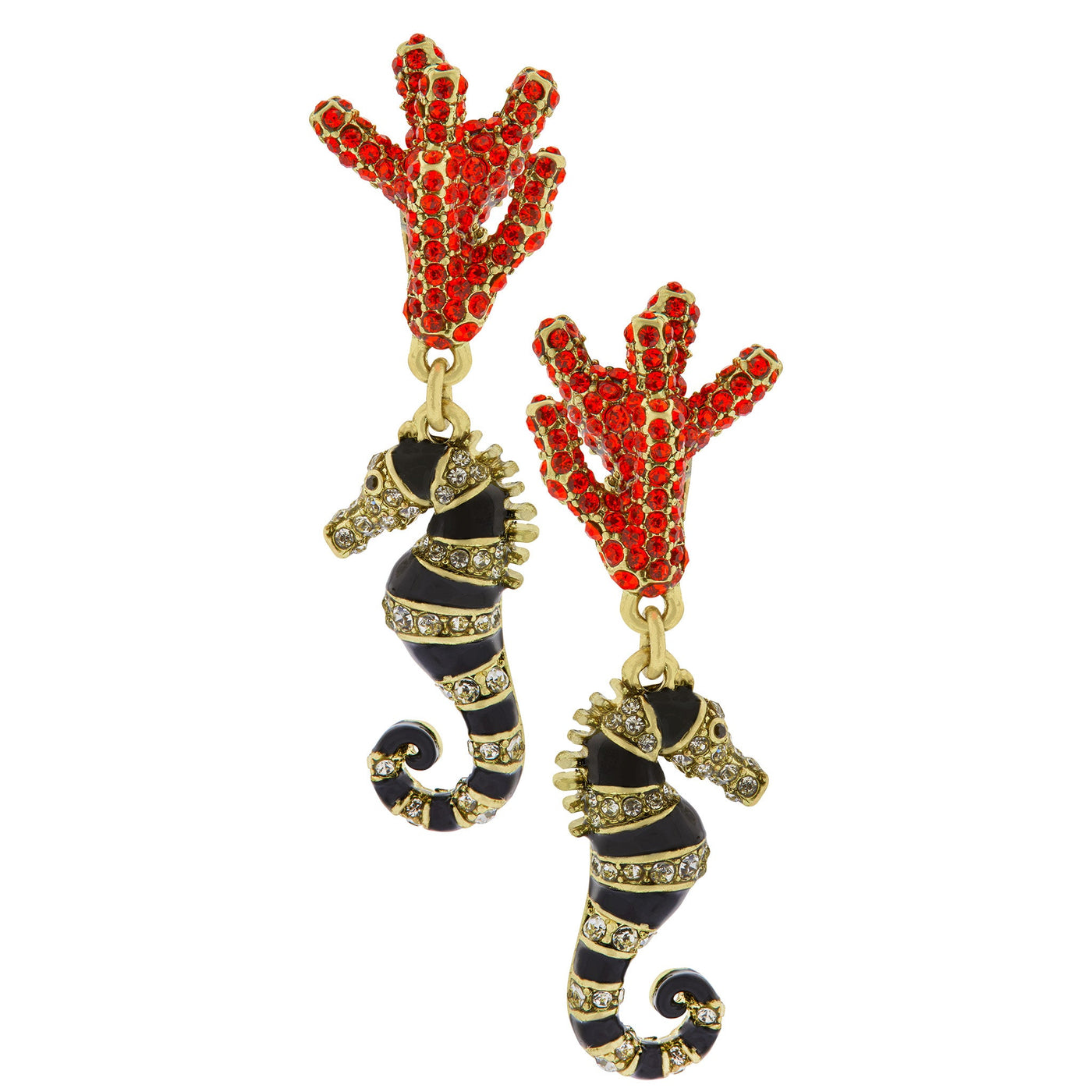 HEIDI DAUS®"Sea-Sonal Garden" Enamel Crystal Seahorse Drop Earrings