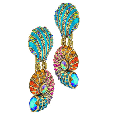 HEIDI DAUS®"Down By The Sea" Enamel Crystal Shell Drop Earrings