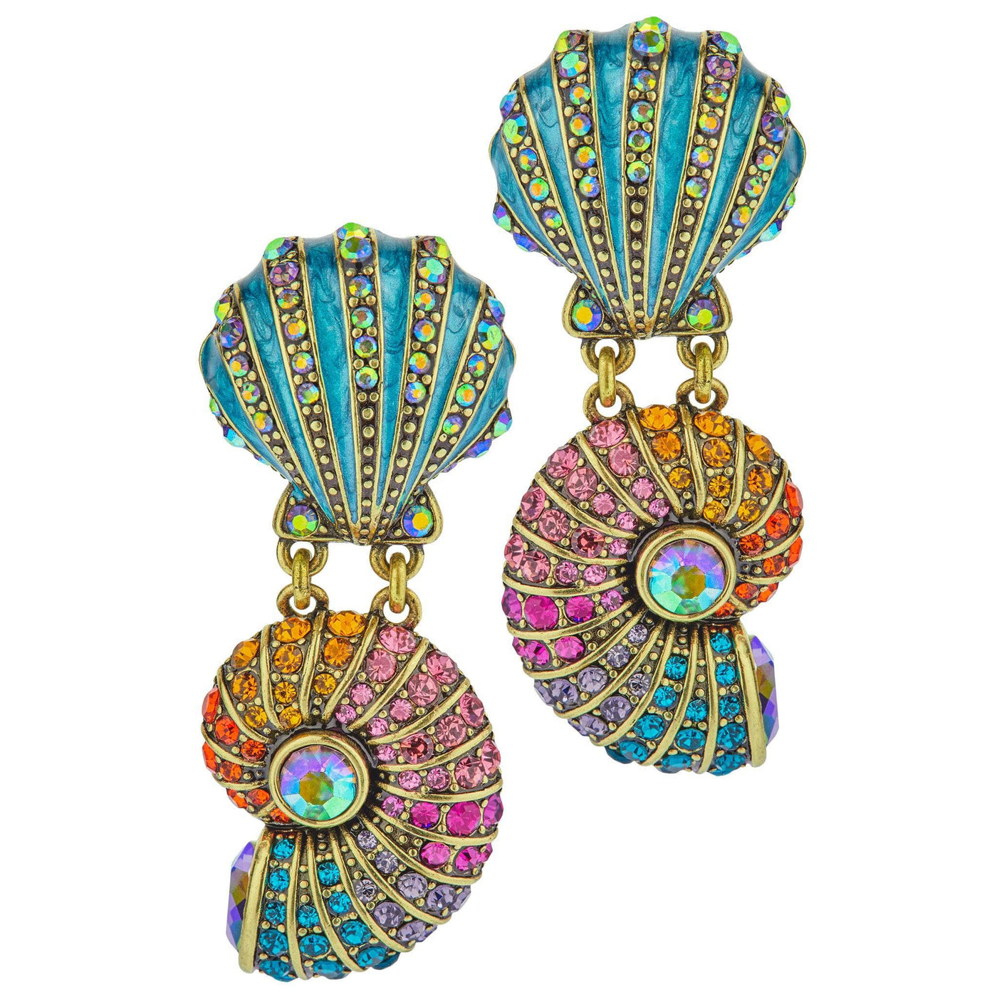 HEIDI DAUS®"Down By The Sea" Enamel Crystal Shell Drop Earrings