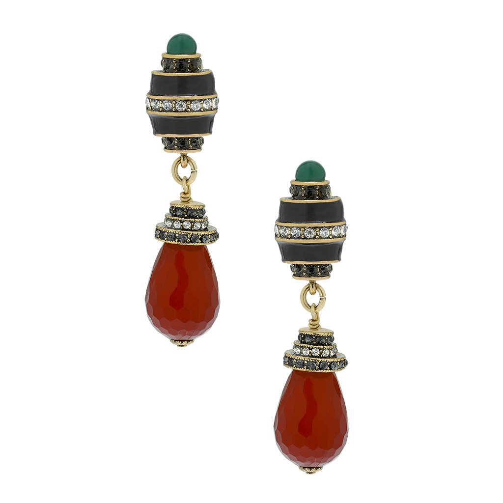 "Dynamic Deco" Enamel Beaded Crystal Deco Drop Earrings - Heidi Daus®