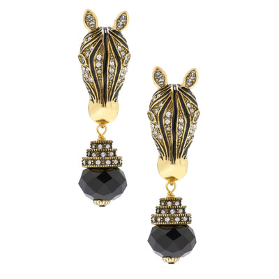 HEIDI DAUS® "Zebra Tails" Crystal Beaded Enamel Drop Zebra Earrings - Heidi Daus®