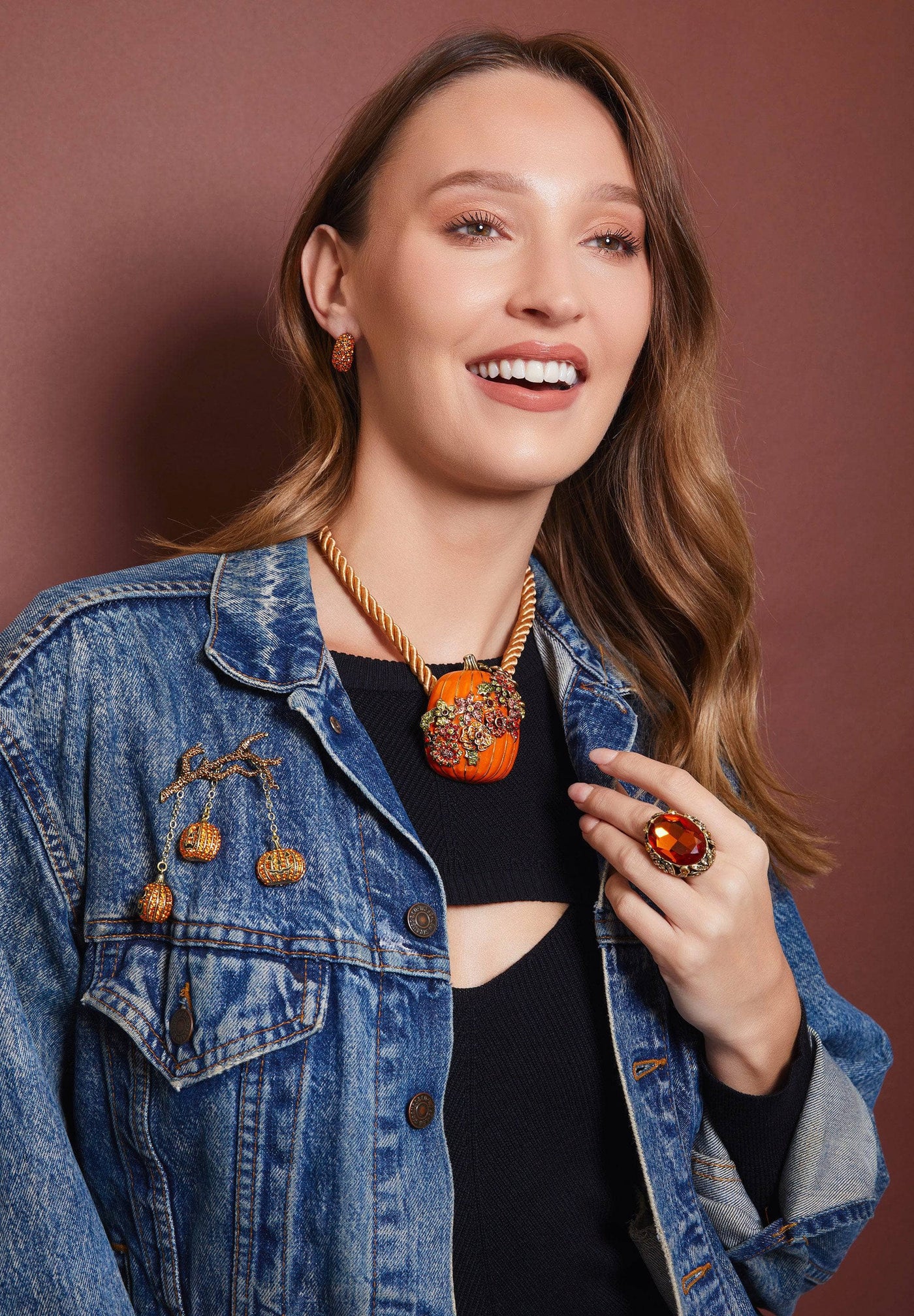 HEIDI DAUS®"Hanging Out" Enamel Crystal Pumpkin Pin HEIDI DAUS®