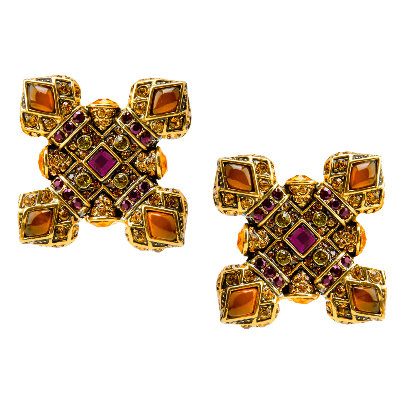 HEIDI DAUS® "Vintage Romance" Crystal Deco Button Earrings - Heidi Daus®