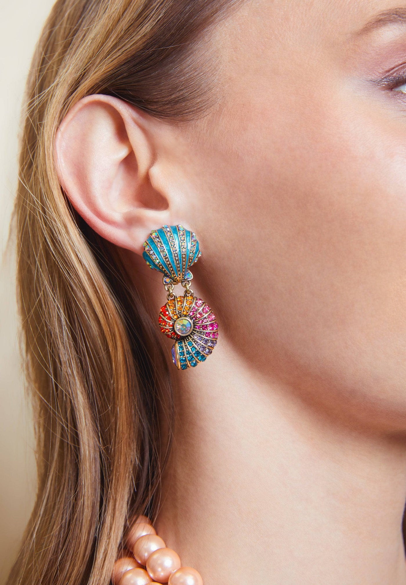 HEIDI DAUS®"Down By The Sea" Enamel Crystal Shell Drop Earrings
