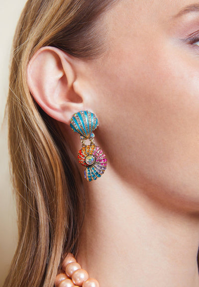 HEIDI DAUS®"Down By The Sea" Enamel Crystal Shell Drop Earrings