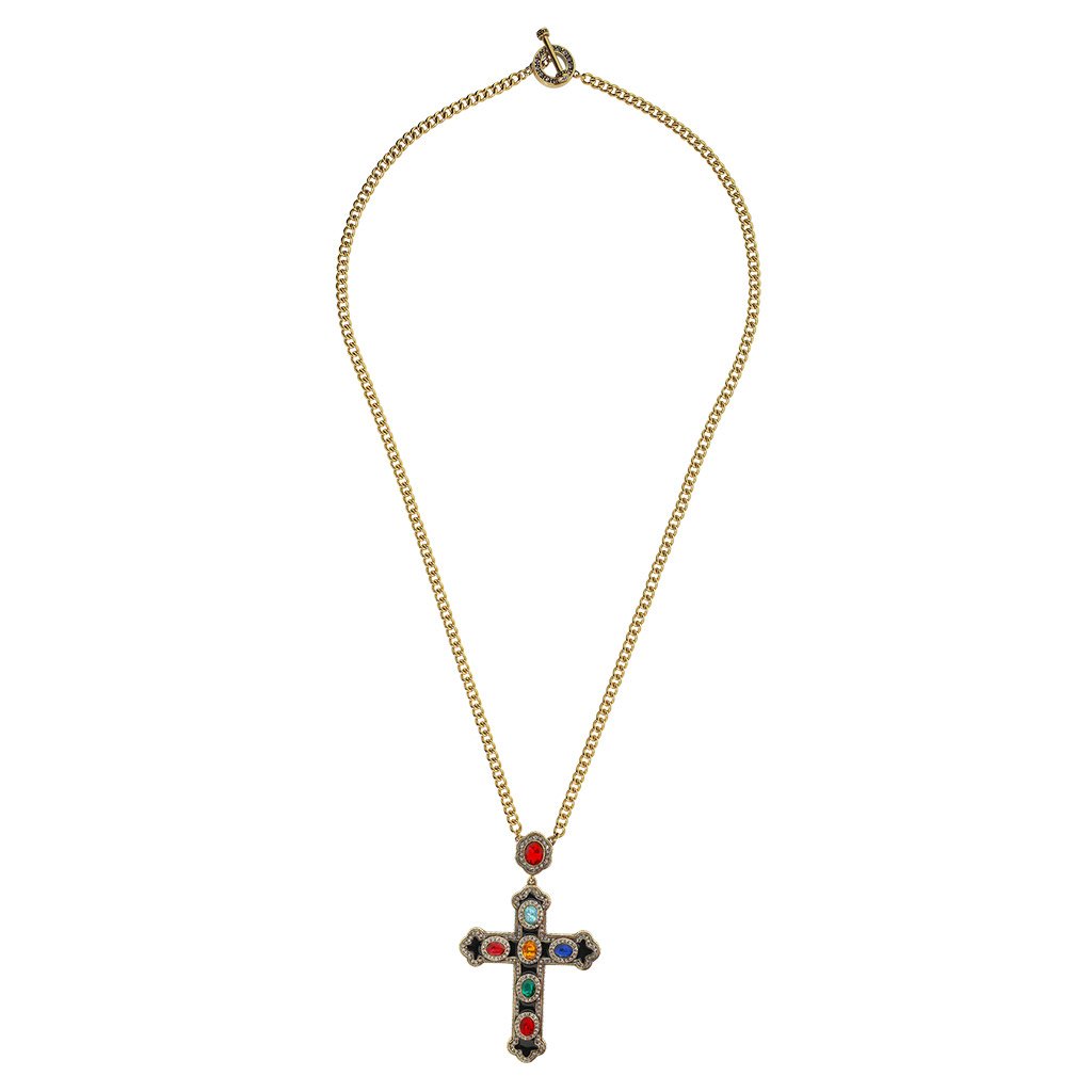 HEIDI DAUS®"Pure Heaven" Enamel Chain Crystal Cross Toggle Necklace - Heidi Daus®