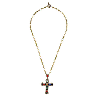 HEIDI DAUS®"Pure Heaven" Enamel Chain Crystal Cross Toggle Necklace - Heidi Daus®