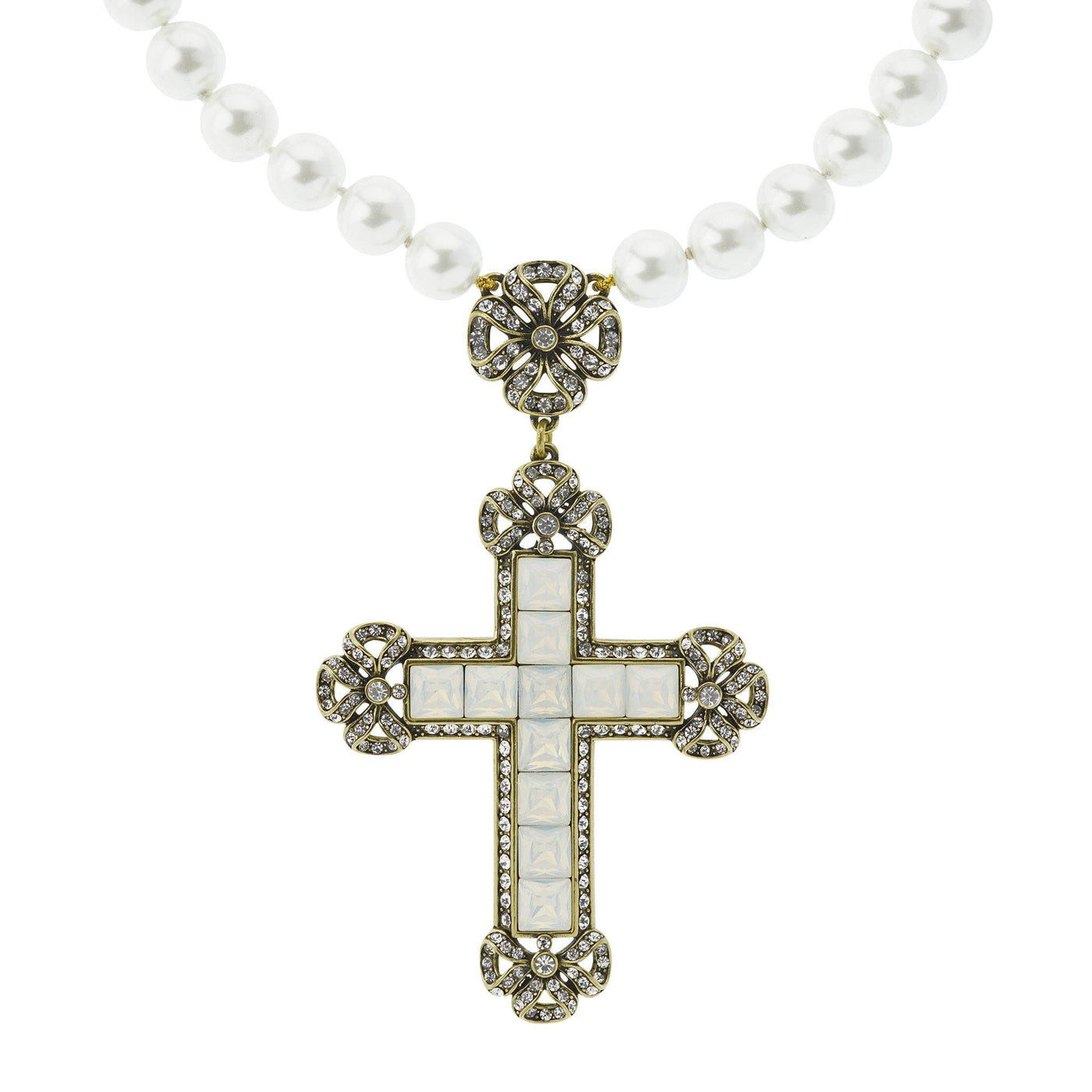 HEIDI DAUS®"Bow Cross" Beaded Crystal Cross Necklace