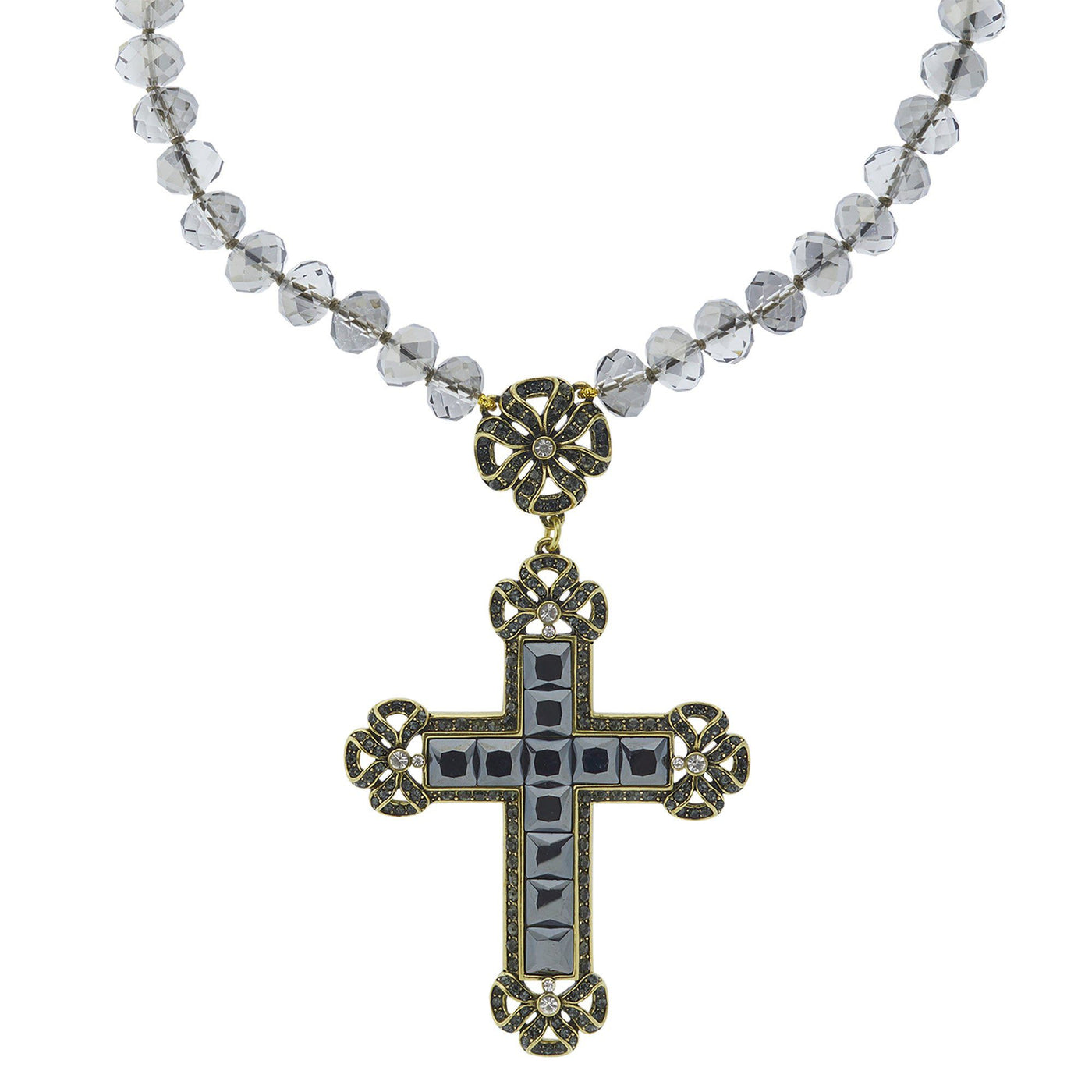 HEIDI DAUS®"Bow Cross" Beaded Crystal Cross Necklace
