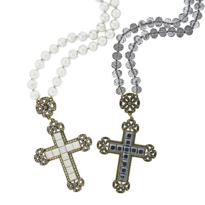 HEIDI DAUS®"Bow Cross" Beaded Crystal Cross Necklace