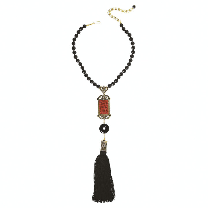 Heidi Daus®"Chinoiserie Carving" Crystal Rising Tassel Necklace - Heidi Daus®