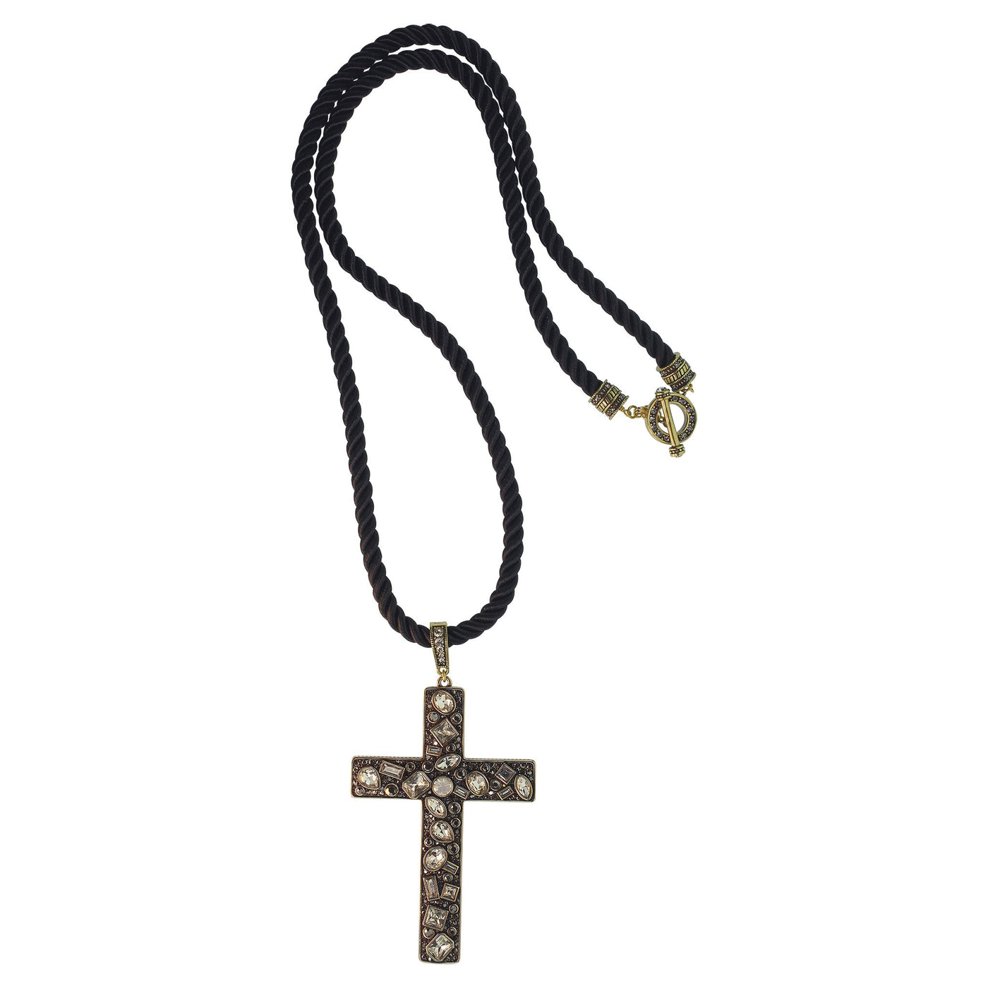 HEIDI DAUS®"Sheer Heaven" Cord Crystal Enhancer Toggle Cross Necklace - Heidi Daus®