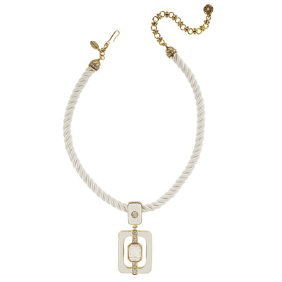 HEIDI DAUS®"Thoroughly Modern" Enamel Crystal Cord Deco Enhancer Necklace