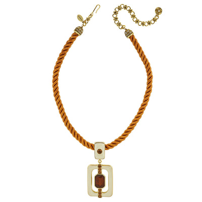 HEIDI DAUS®"Thoroughly Modern" Enamel Crystal Cord Deco Enhancer Necklace