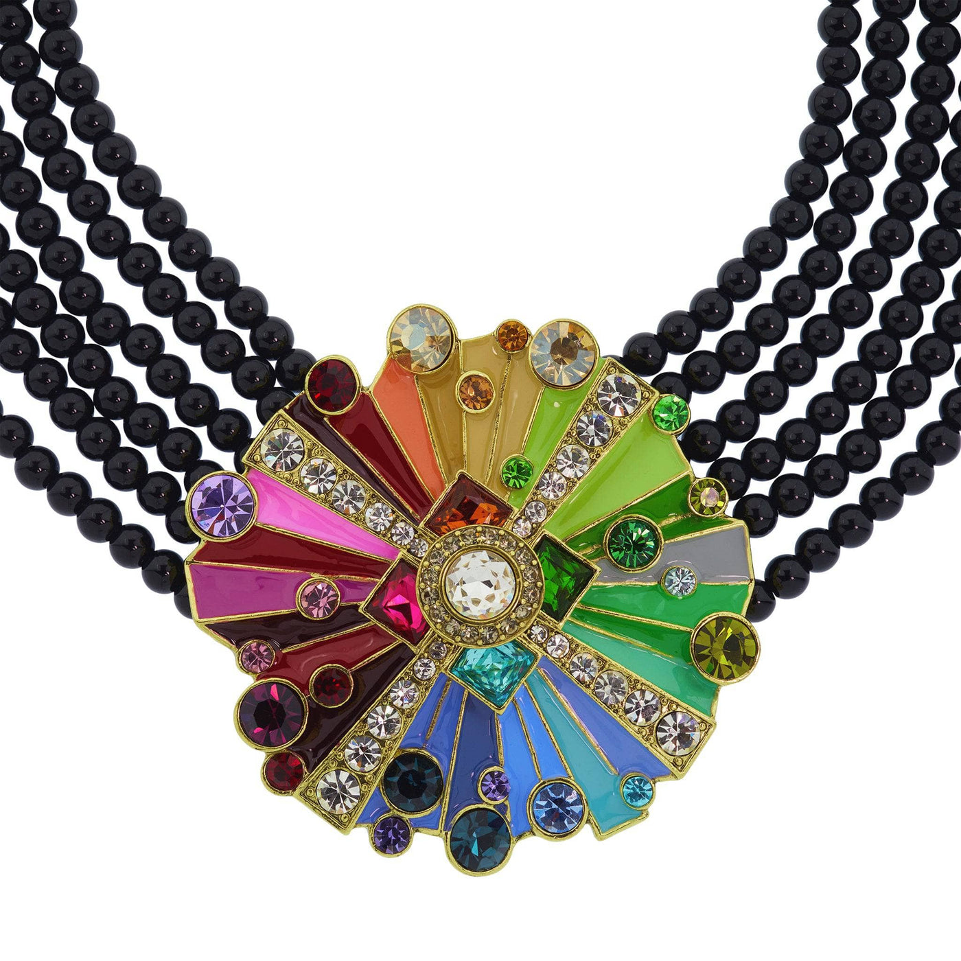 HEIDI DAUS®"Color Wheel" Enamel  & Beaded Crystal Necklace