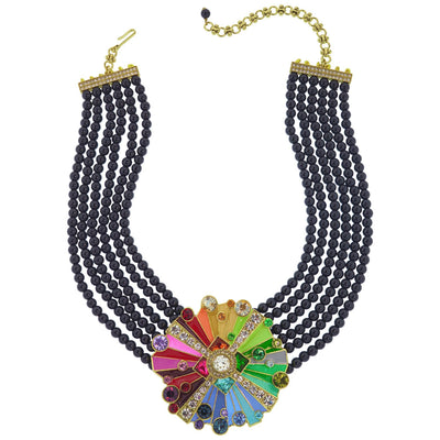 HEIDI DAUS®"Color Wheel" Enamel  & Beaded Crystal Necklace