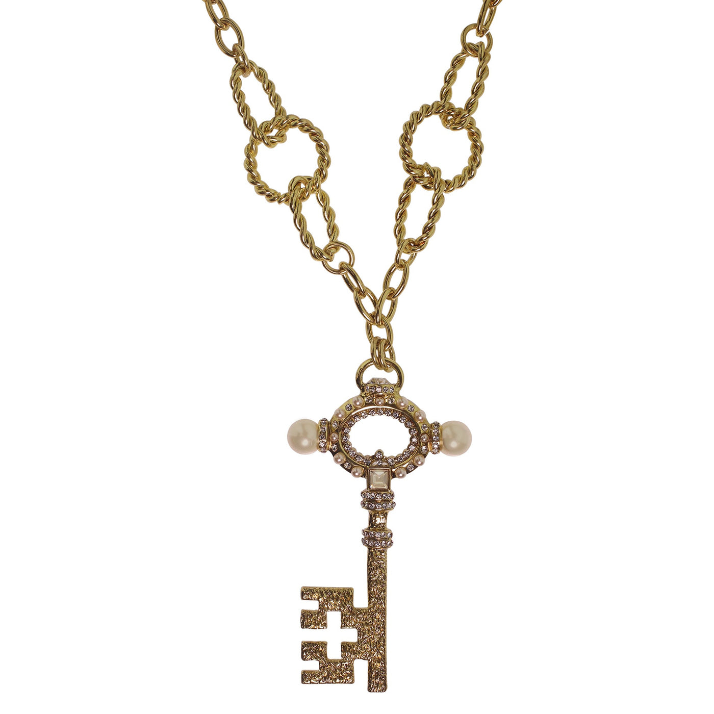 HEIDI DAUS® "Keystone Charm" Chain Crystal Beaded Key  Charm Toggle Necklace