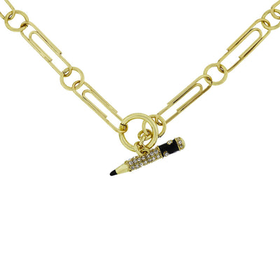 HEIDI DAUS®"Paper Clip" Enamel Crystal Chain Toggle Necklace