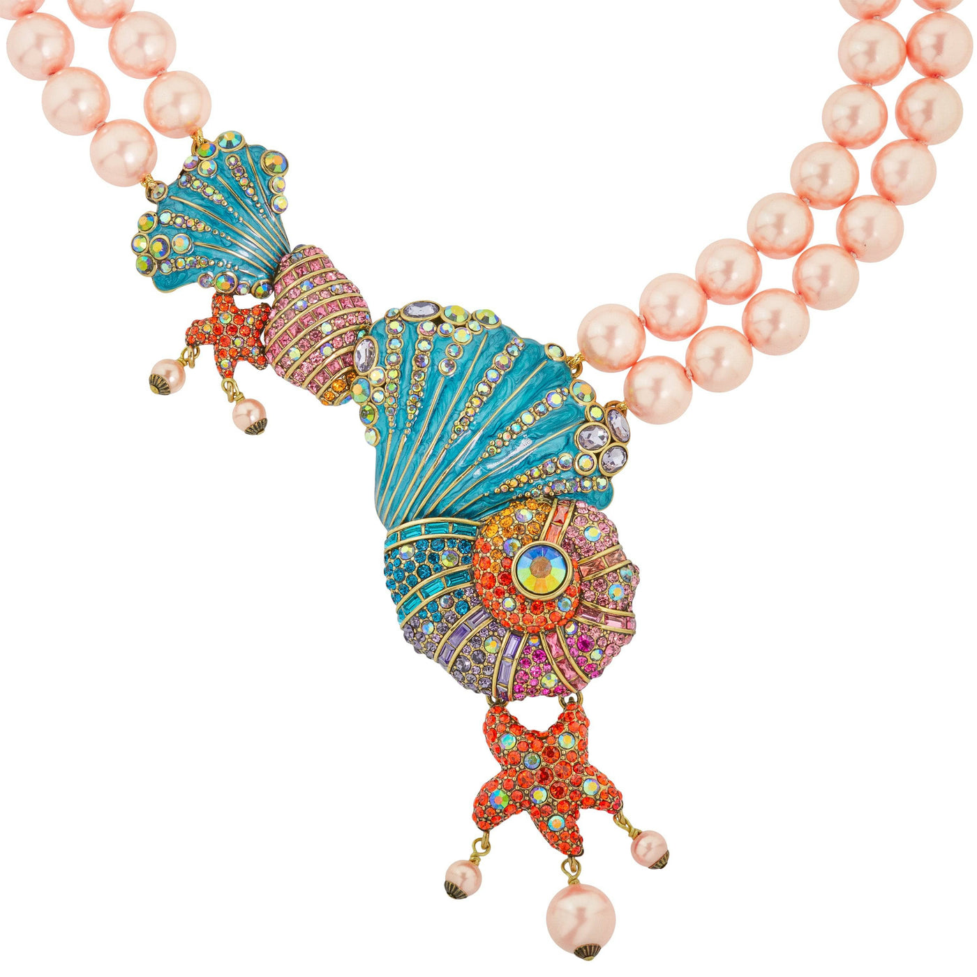 HEIDI DAUS®"Down By The Sea" Beaded Enamel Crystal Shell Necklace