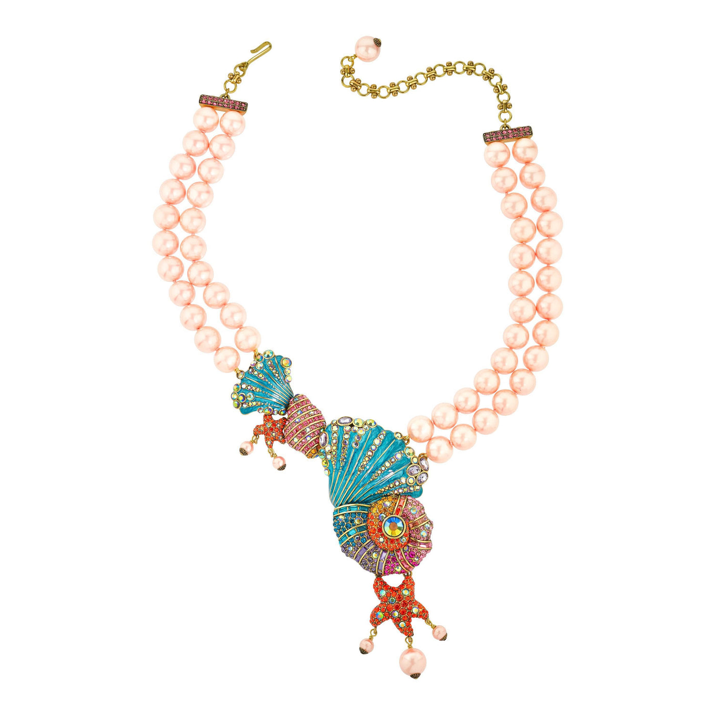 HEIDI DAUS®"Down By The Sea" Beaded Enamel Crystal Shell Necklace