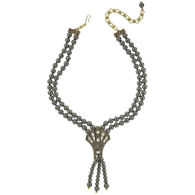 HEIDI DAUS®"Elegant Fan" Beaded Crystal Deco Necklace