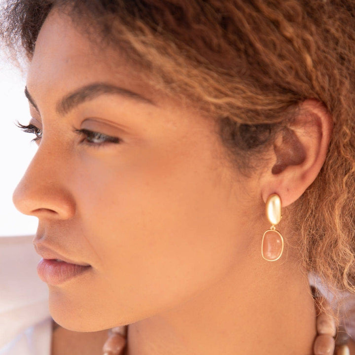 Harlow &amp; Dylan by HEIDI DAUS®"Genuine Peach Moonstone" Earrings HEIDI DAUS®