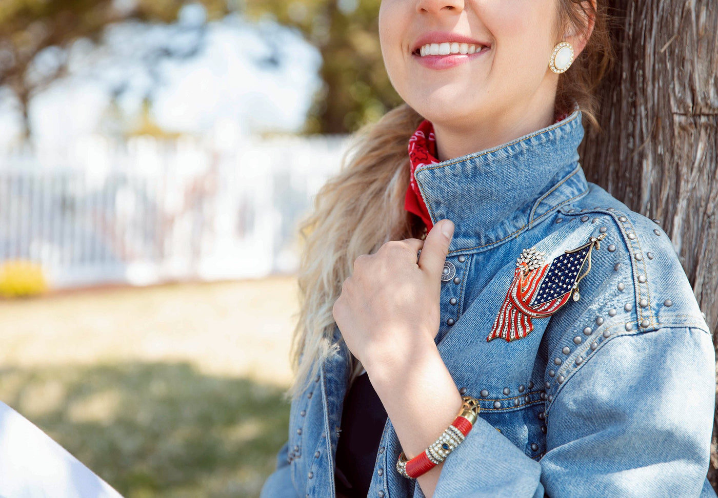 HEIDI DAUS®"So Swag Pin" Enamel Crystal Flag Patriotic Pin - Heidi Daus®